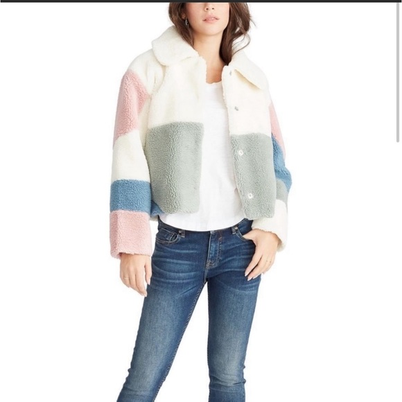 NWT Vigoss Jeans Colorblock Sherpa Jacket - Picture 10 of 10